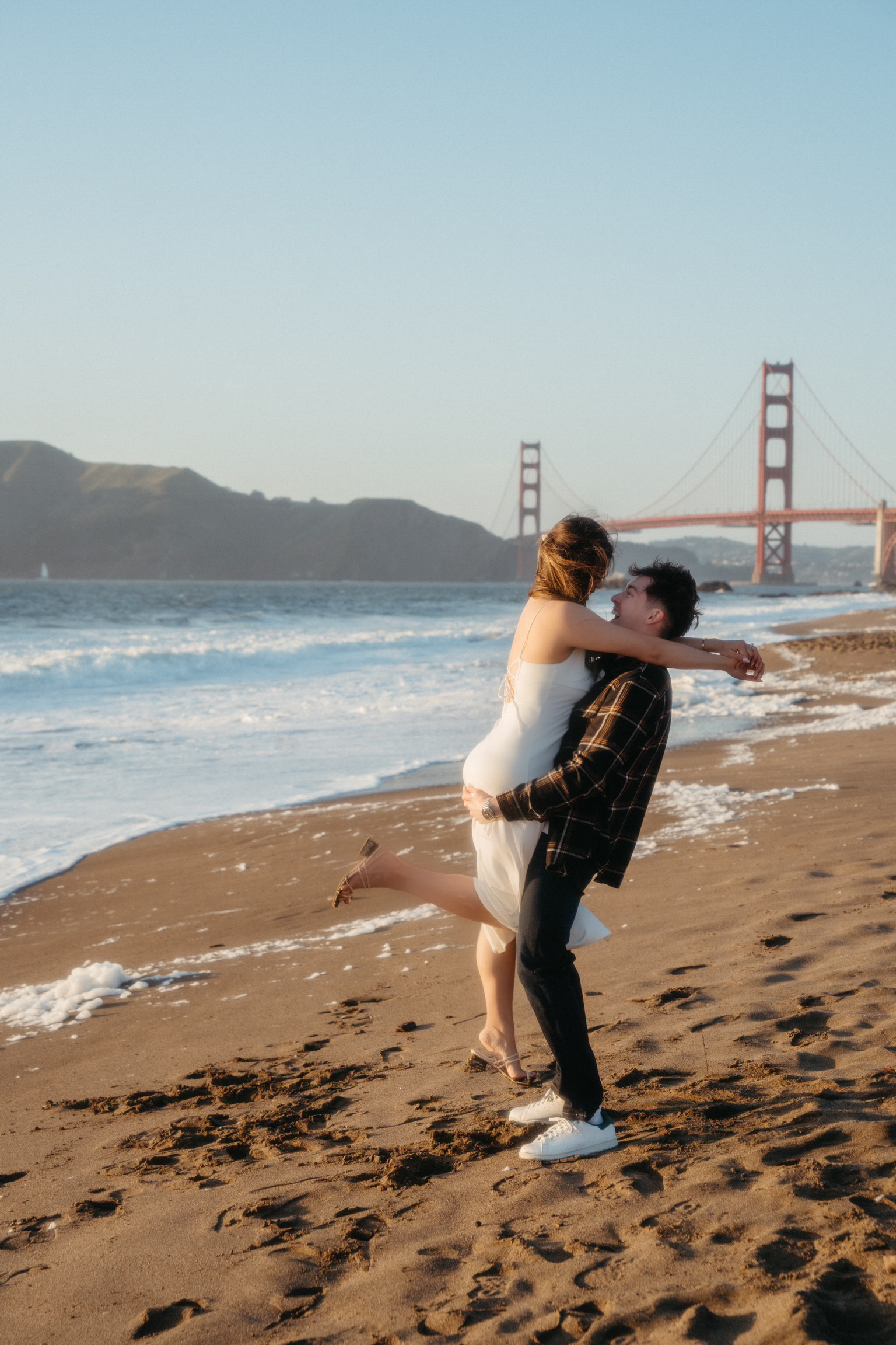 baker beach engagement photos in san francisco